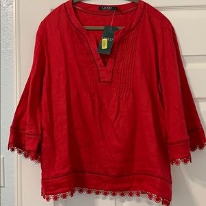 Ralph Lauren Linen red top